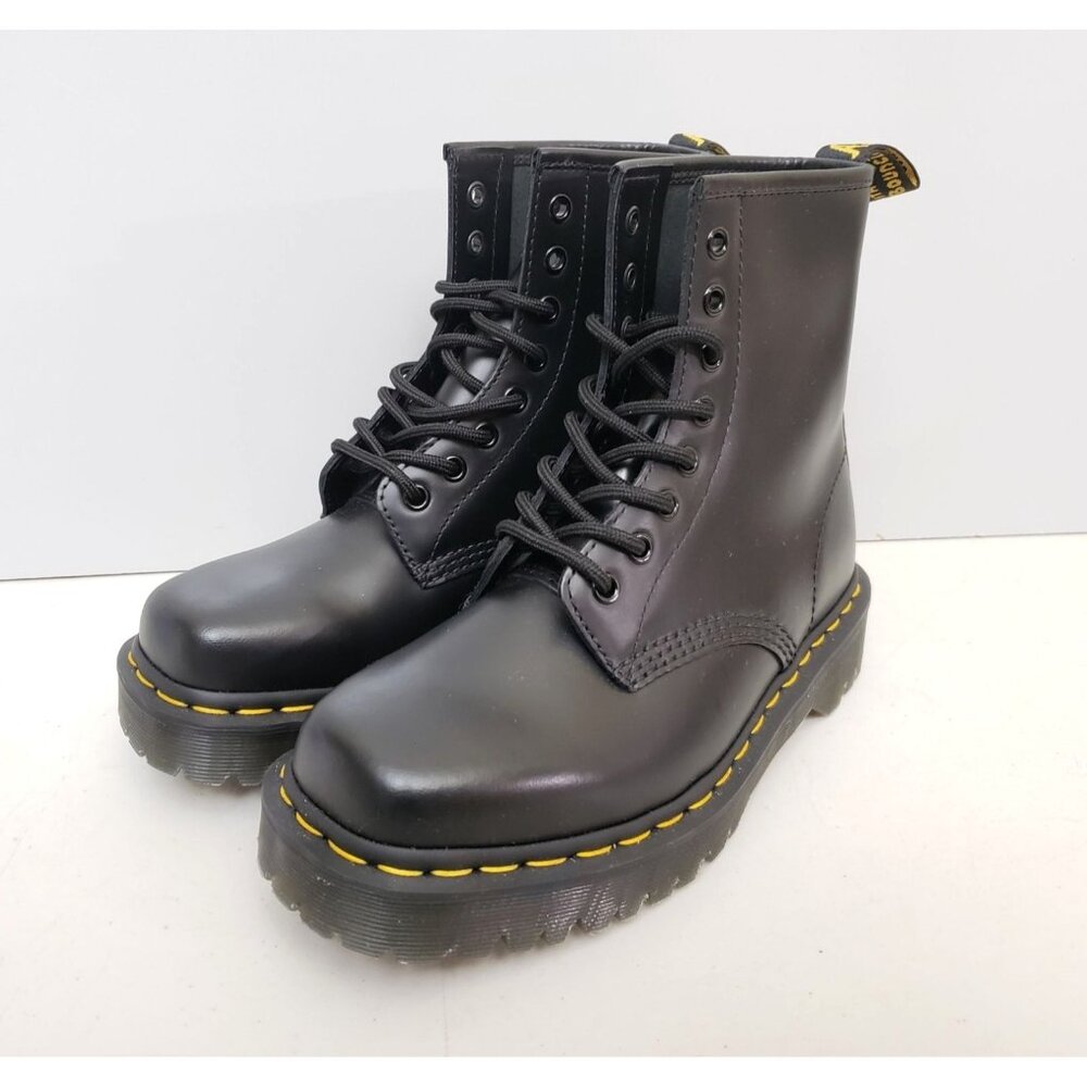 Dr. Martens Black Lace Up Boots with Yellow Stitching